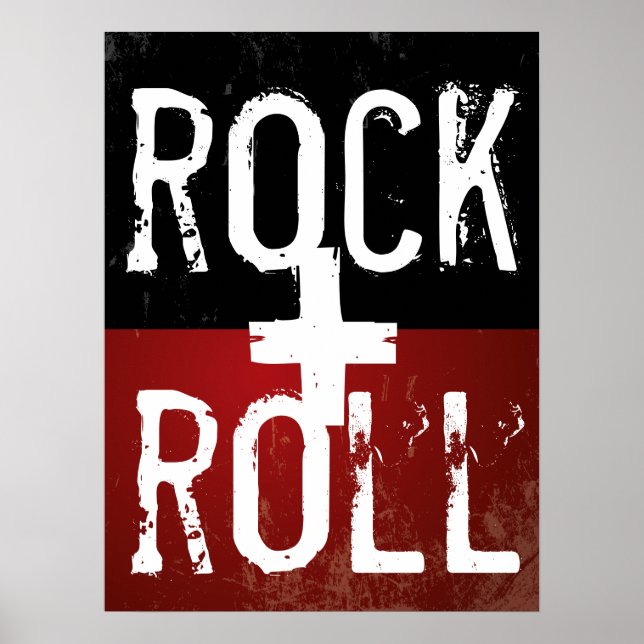 Pôster rock + roll em preto e vermelho (Frente)