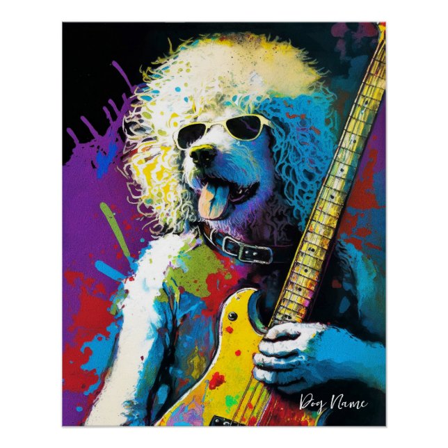 Pôster Rock Star Musician - Anime Goldendoodle Dog 008 (Frente)