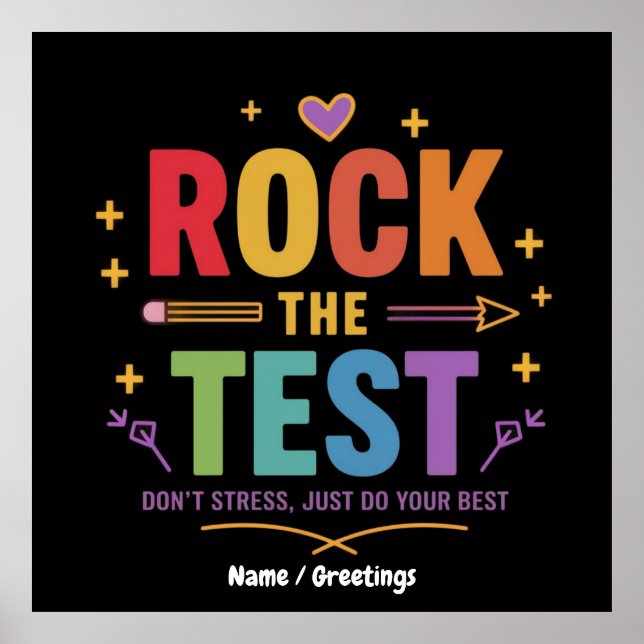 Poster Rock the Test Don't Stress Funny Motivational (Frente)