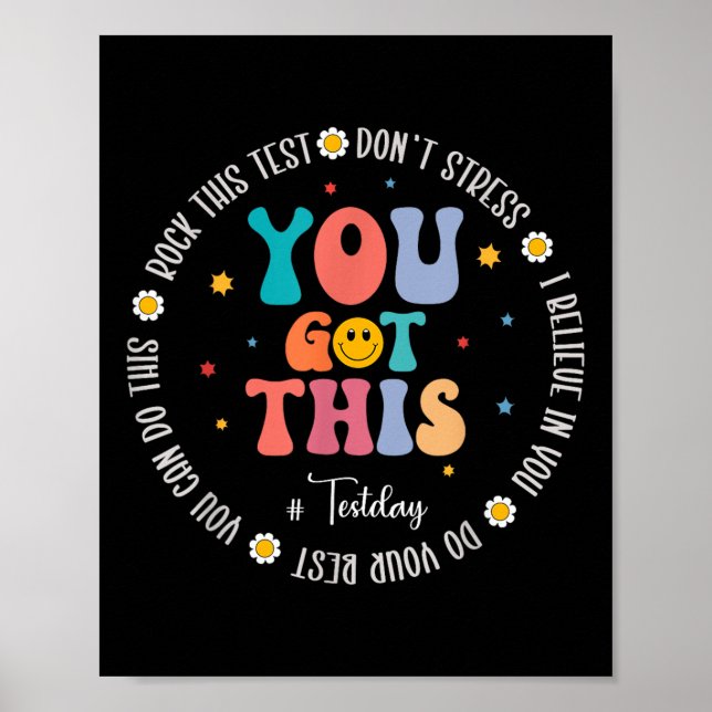 Poster Rock The Test Teacher Testing Day Motivational Tes (Frente)