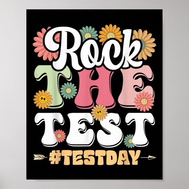 Poster Rock The Test Testing Day Groovy Motivational Teac (Frente)