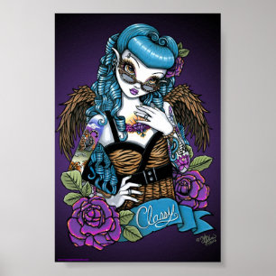 Poster Rockabilly do anjo do tatuagem do bebê
