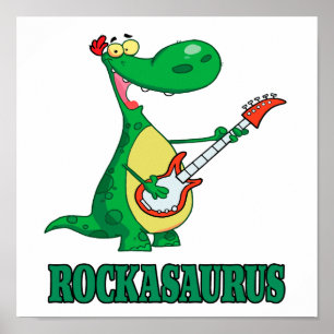 Pôster rockasaurus rock n roll dino dinossaur.ai