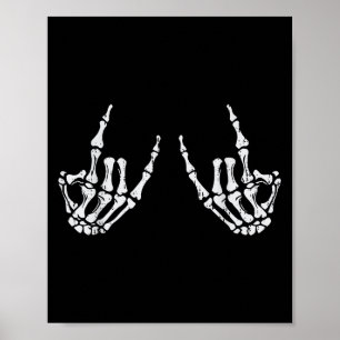 Poster Rocker Hand Sinal Skeleton Halloween Figurume M