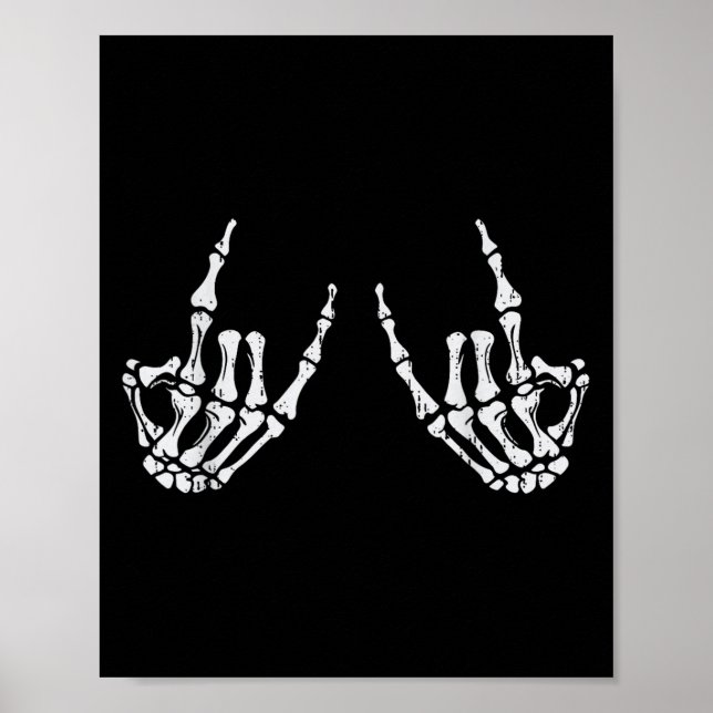 Poster Rocker Hand Sinal Skeleton Halloween Figurume M (Frente)
