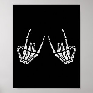 Poster Rocker Hand Sinal Skeleton Retro Halloween Men