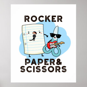 Poster Rocker Paper And Scissors Funny Game Pun
