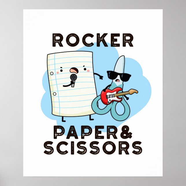 Poster Rocker Paper And Scissors Funny Game Pun (Frente)