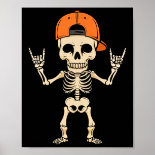 Poster Rocker Skeleton Boné Halloween Punk Rock Men