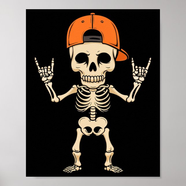 Poster Rocker Skeleton Boné Halloween Punk Rock Men (Frente)