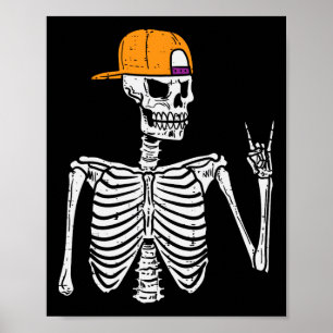 Poster Rocker Skeleton Rock Hand Sinal Figurume M
