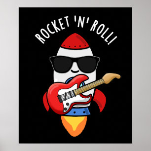 Poster Rocket e Roll Funny Rocket Pun Dark BG