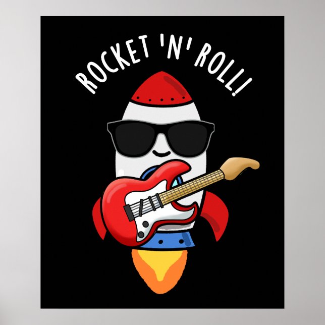 Poster Rocket e Roll Funny Rocket Pun Dark BG (Frente)