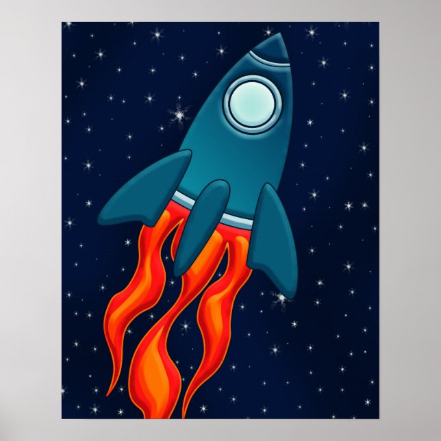 Poster Rocket Postcard Favor Tags (Frente)
