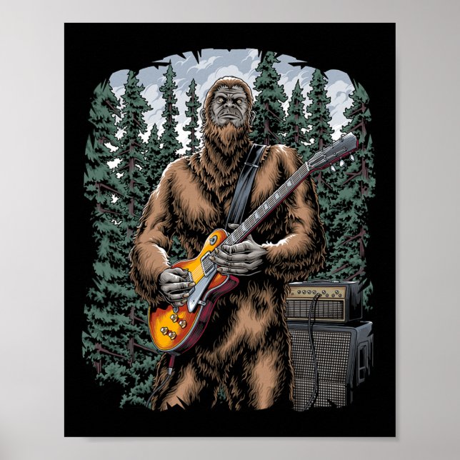 Poster Rockin Bigfoot Com Sua Violão Fora - Forest Ja (Frente)