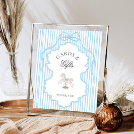 Poster Rocking Horse Blue Baby Shower Cards and Gifts