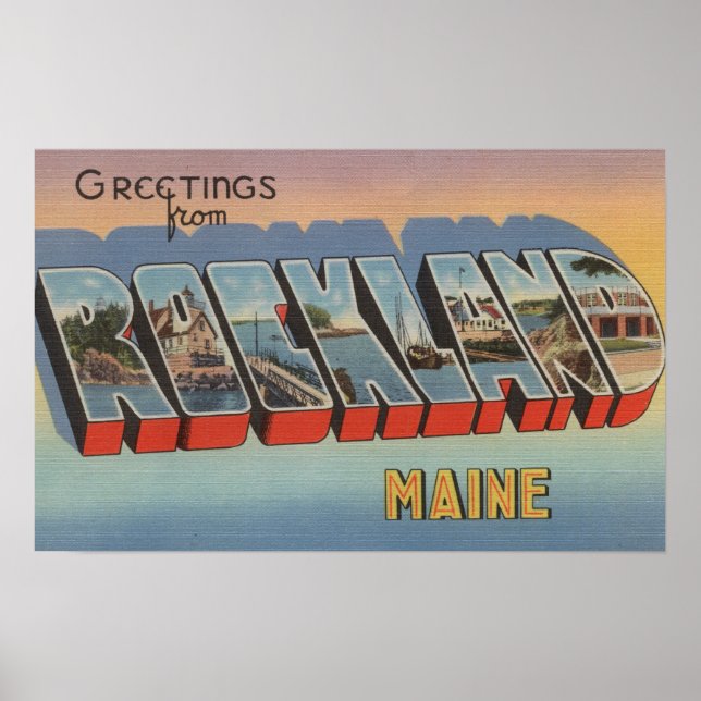 Pôster Rockland, Maine - Cenas com Letras Grandes (Frente)
