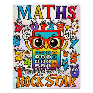 Pôster Rockstar da Multiplicação de Matemática Calculador