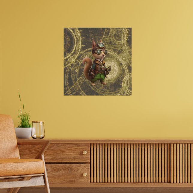 Poster Rocky | Arte Digital Steampunk Squirrel (Sala de Estar 2)