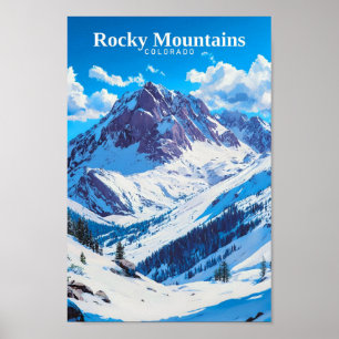 Poster Rocky Mounains Colorado USA Art Viagens vintage