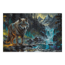 Pôster Rocky Mountain Cinza Wolf Art
