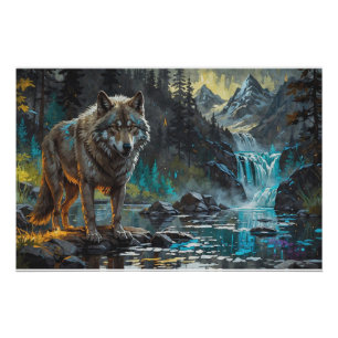 Pôster Rocky Mountain Cinza Wolf Art