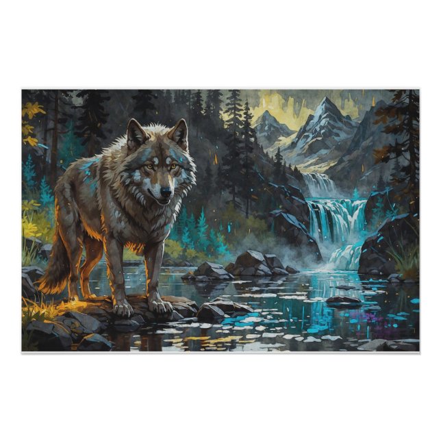 Pôster Rocky Mountain Cinza Wolf Art (Frente)