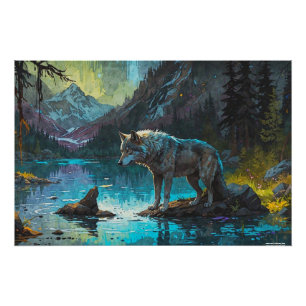 Pôster Rocky Mountain Cinza Wolf Art