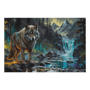 Pôster Rocky Mountain Cinza Wolf Art