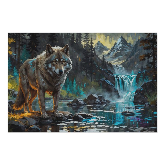 Pôster Rocky Mountain Cinza Wolf Art (Frente)