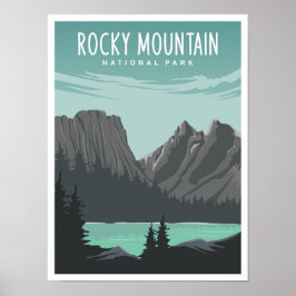Poster Rocky Mountain National Park Travel Illustration