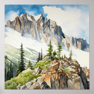 Poster Rocky Mountain National Park Watercolor
