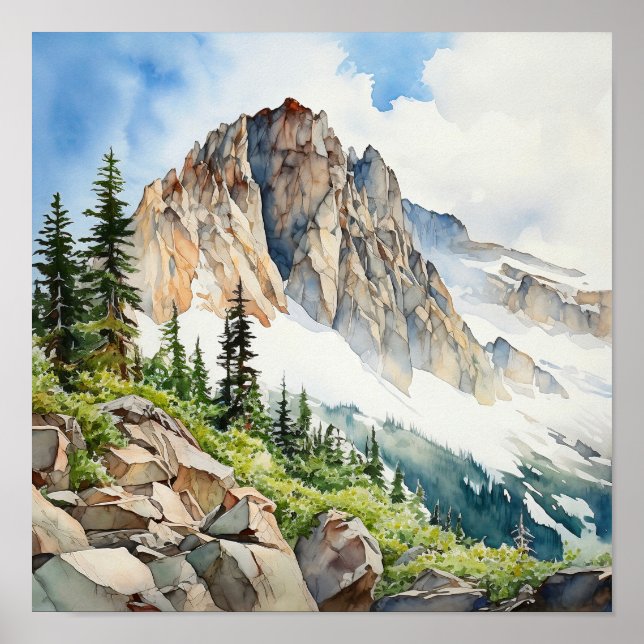 Poster Rocky Mountain National Park Watercolor (Frente)