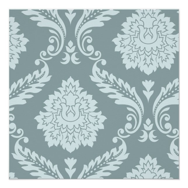 Pôster Rococo Damask Art I Duck Egg Blue+Teal (Frente)