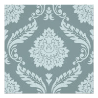 Rococo Damask Padrão Grande Ovo de Pato Azul+Turqu