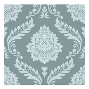 Pôster Rococo Damask Padrão Grande Ovo de Pato Azul+Turqu