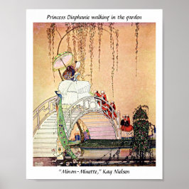 Poster Rococo Princess andando num jardim de conto de fad