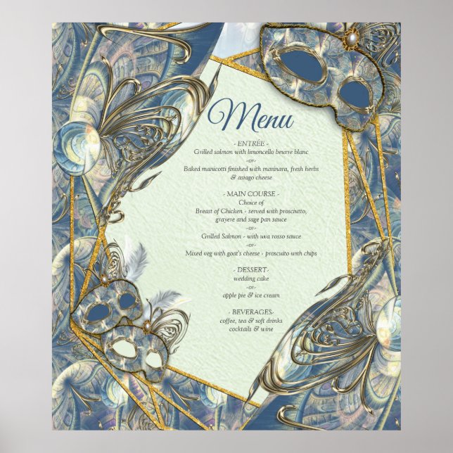 Poster Rococo Rich Pattern design com Máscaras (Frente)