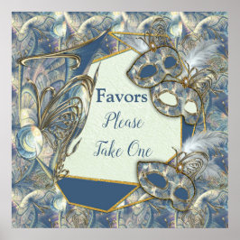 Poster Rococo Rico com Alivio e Máscaras Dourados