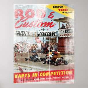 Pôster Rod & Custom, Karts in Competition Print