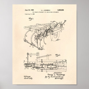Poster Rod Weeder Attachment 1959 Patent Art Old Peper