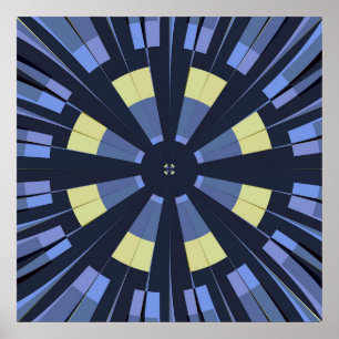 Poster Roda da Fortuna Azul Marinho Arte Fractal