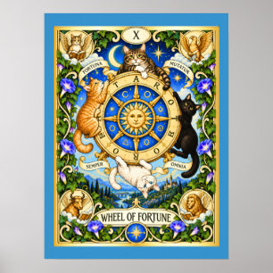 Poster Roda da Fortuna Tarot de Gatos - Ciclos de Mudança
