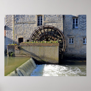 Poster Roda de água em Bayeux, França