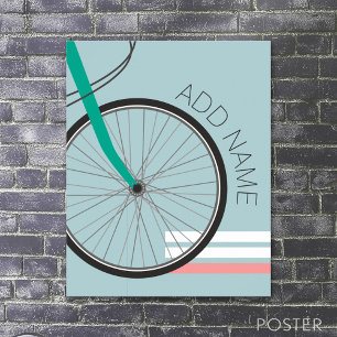 Poster Roda de bicicleta do hipster com nome feito sob