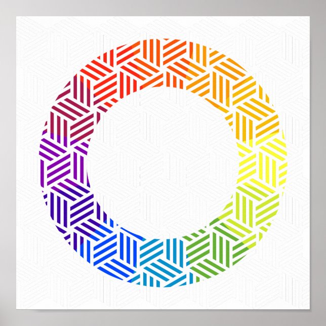 Poster Roda de Cores de Tecido Isométrico (Frente)