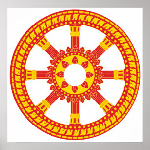 Poster Roda de Dharmachakra do símbolo de Ashtamangala d