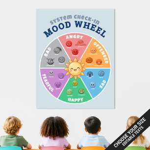 Poster Roda de Sentimentos de Humor Calmante Espacial Kaw