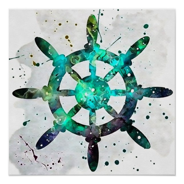 Pôster Roda Dos Capturadores Em Cores Verdes Azuis (Frente)