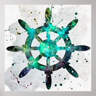 Poster Roda Dos Capturadores Em Cores Verdes Azuis